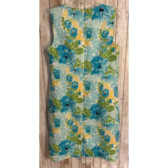 Kim Rogers 100% Linen Blue Floral Print Shift Dress Size 12 - Picture 6 of 7
